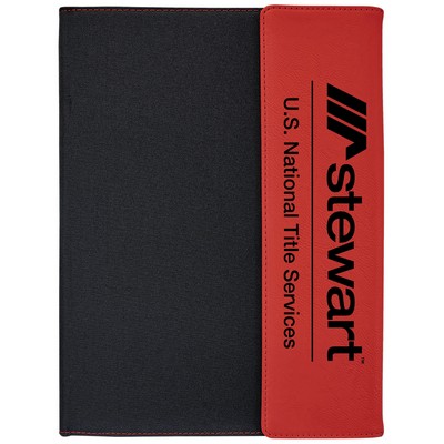 9½" x 12" Red Leatherette & Black Canvas Portfolio